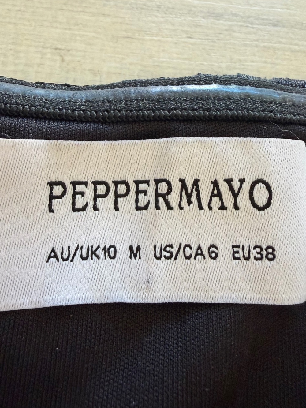 Peppermayo Black Strapless Floral Appliqué Dress Size 6 - Picture 3 of 4